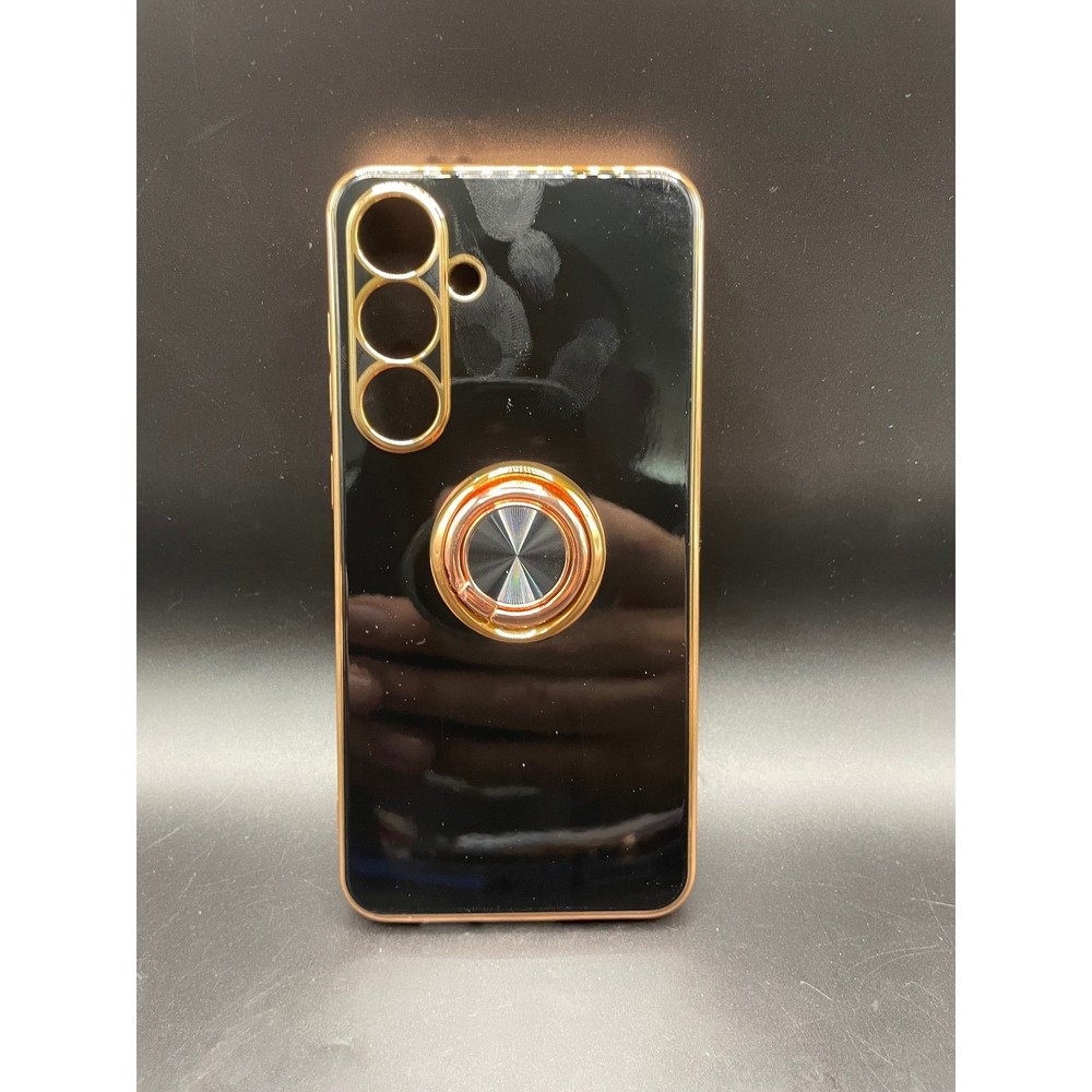 Aitipy Samsung Galaxy S24 Case Black Rose Gold Ring Holder Screen Protector Set